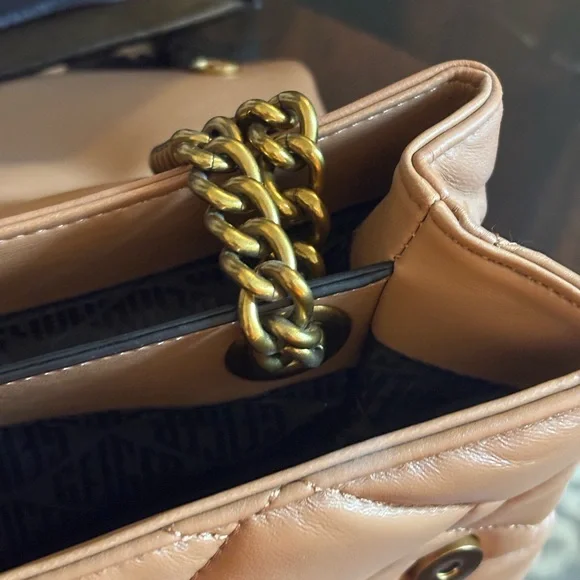 Kurt Geiger Tan Quilted Leather Bag with Gold Chain - Picture 5 of 10